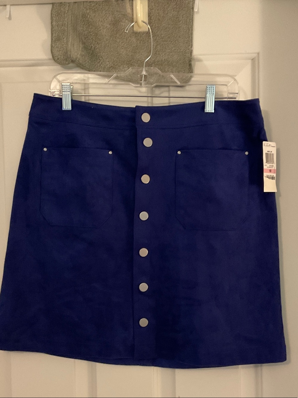 INC Button-Front A-Line Skirt in Deep Blue Suade NWTs Sz 10